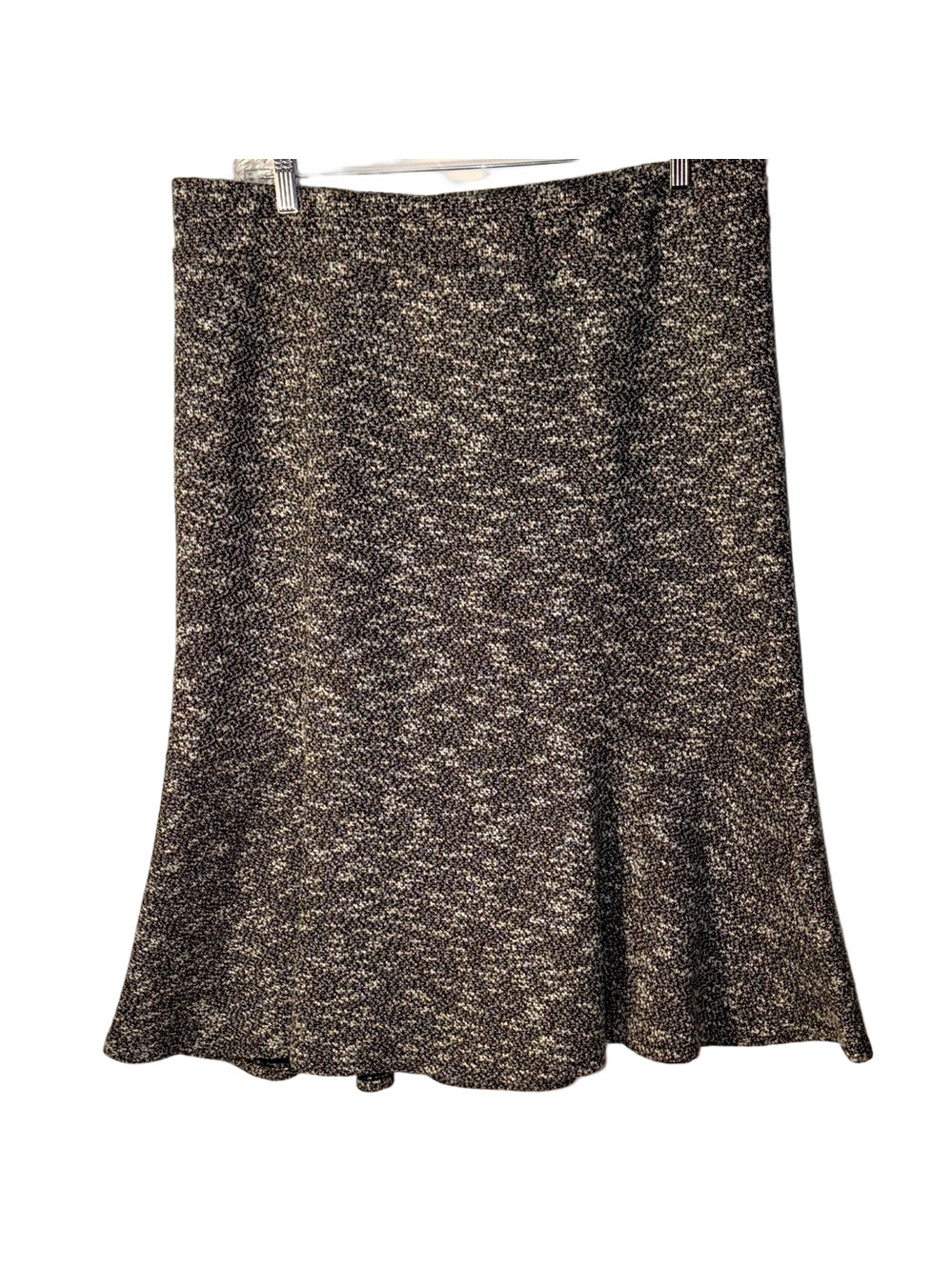 Lands' End Black Pattern Ponte Boot Skirt Large 14/16 EUC